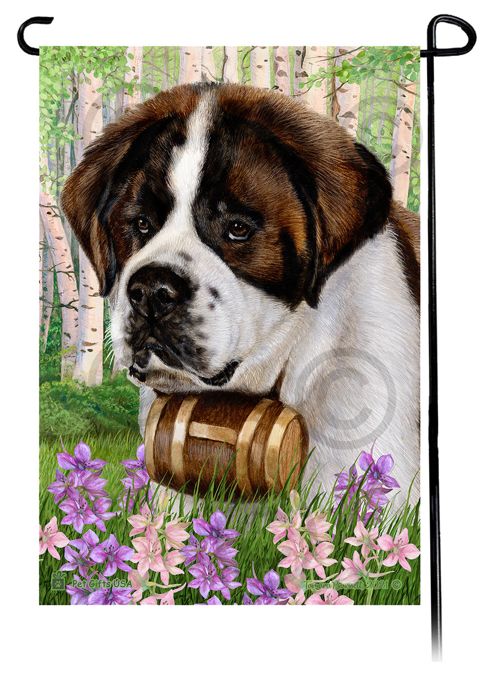 St Bernard Spring Flowers Garden Flags