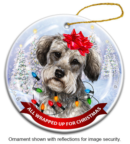 Schnoodle Grey All Wrapped Up Ornament