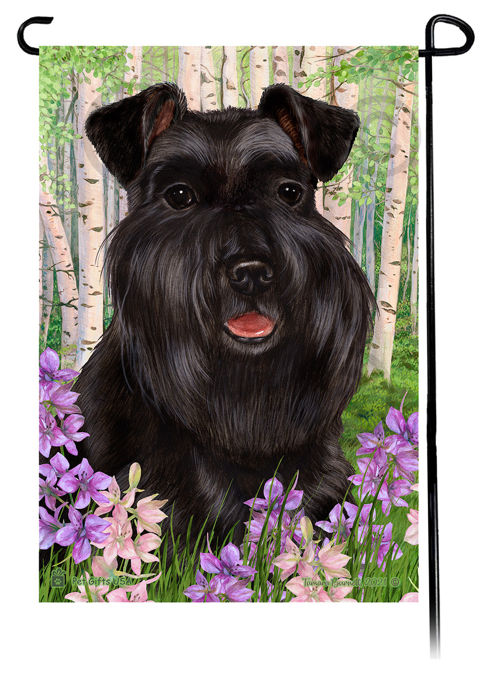 Schnauzer Spring Flowers - Garden Flag