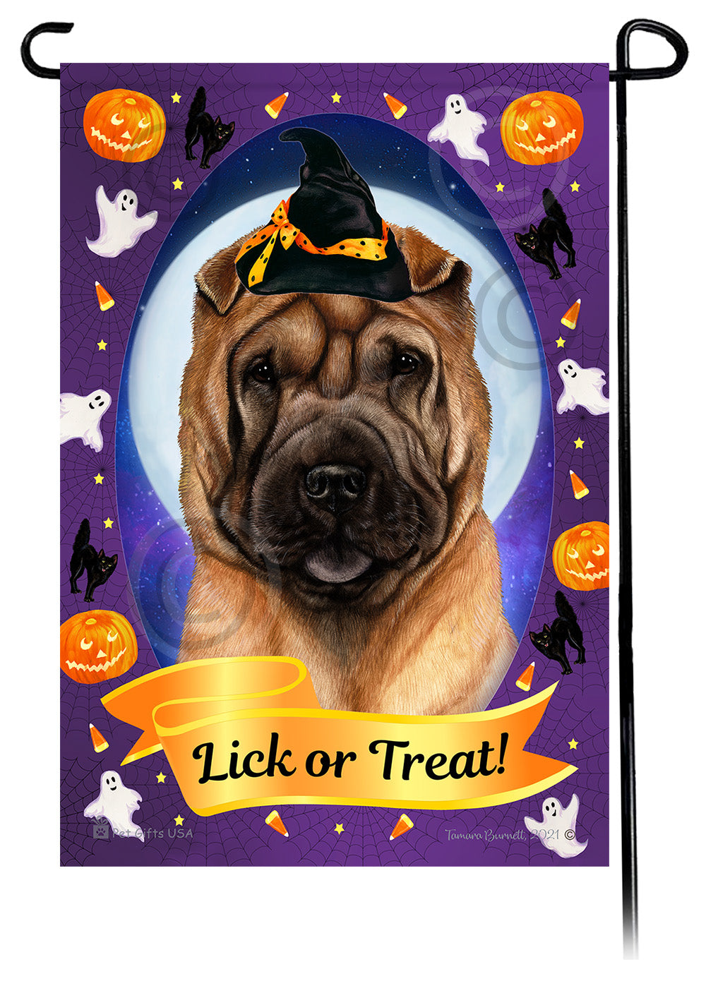 Shar Pei Halloween Howls - Garden Flag