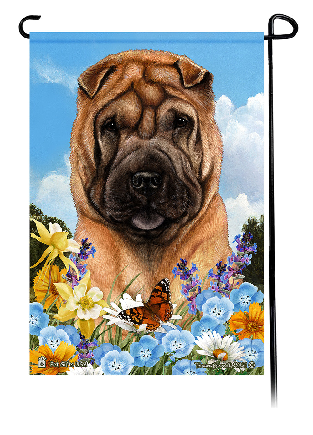 Shar Pei Summer Flowers - Garden Flag