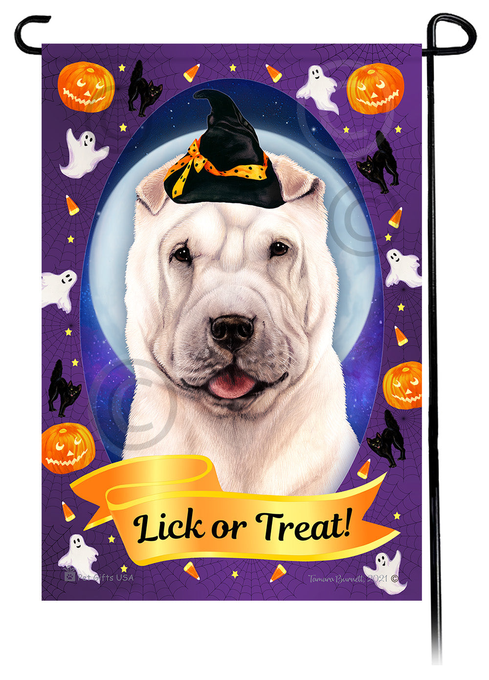 Shar Pei Halloween Howls - Garden Flag