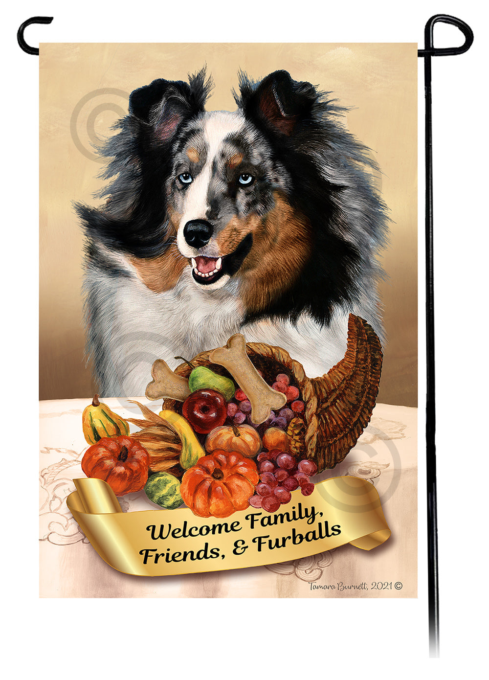 Shetland Sheepdog Thanksgiving - Garden Flag
