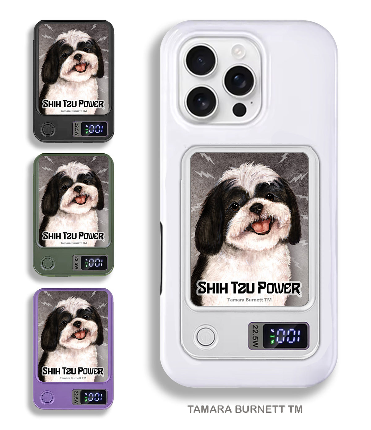 Shih Tzu Black and White Phone Bank Wireless Charger