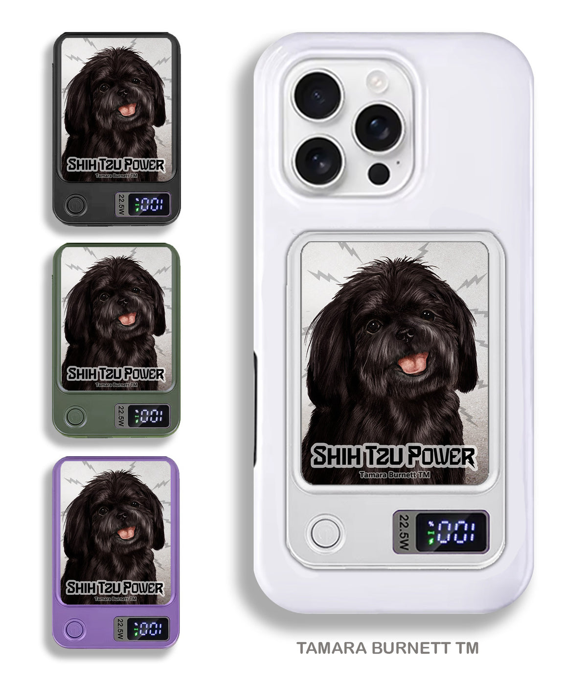 Shih Tzu Black Phone Bank Wireless Charger