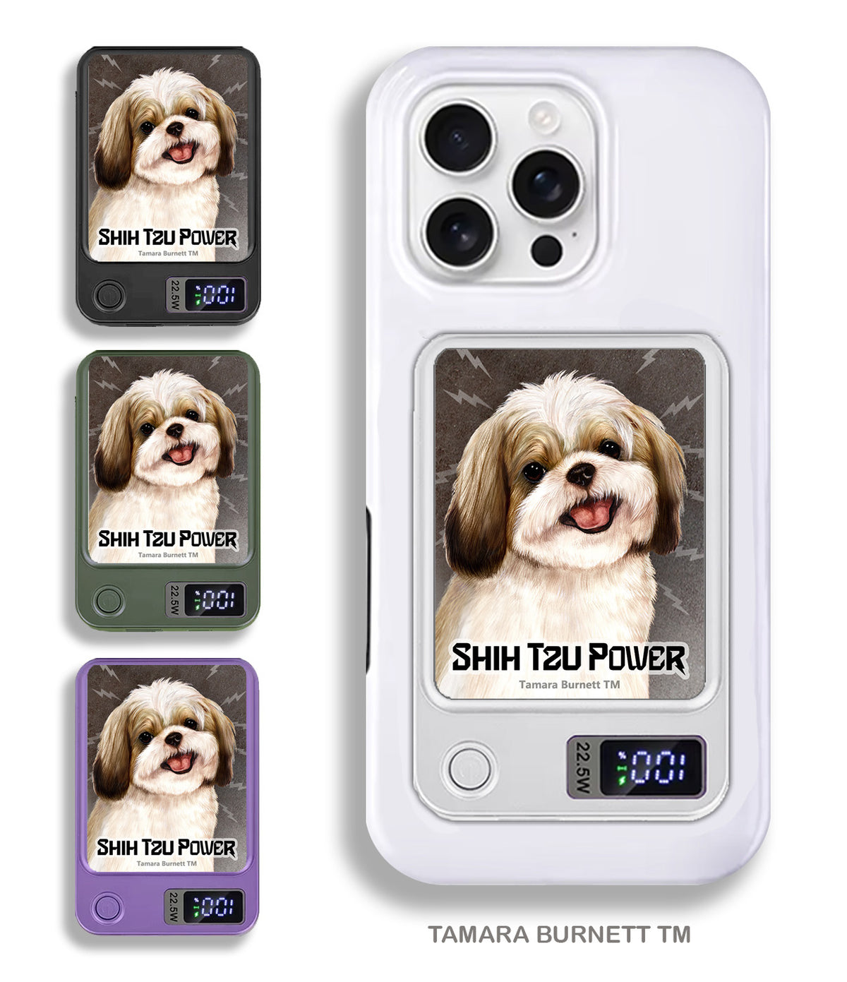 Shih Tzu Gold and White Phone Bank Wireless Charger