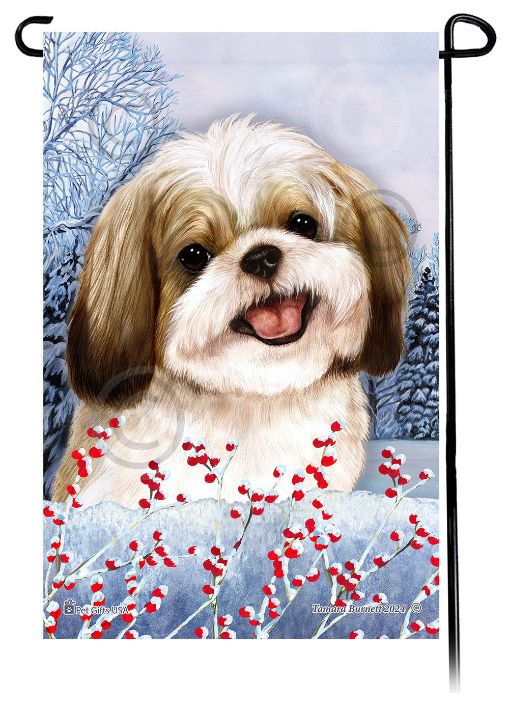 Shih Tzu Winterberries - Garden Flag