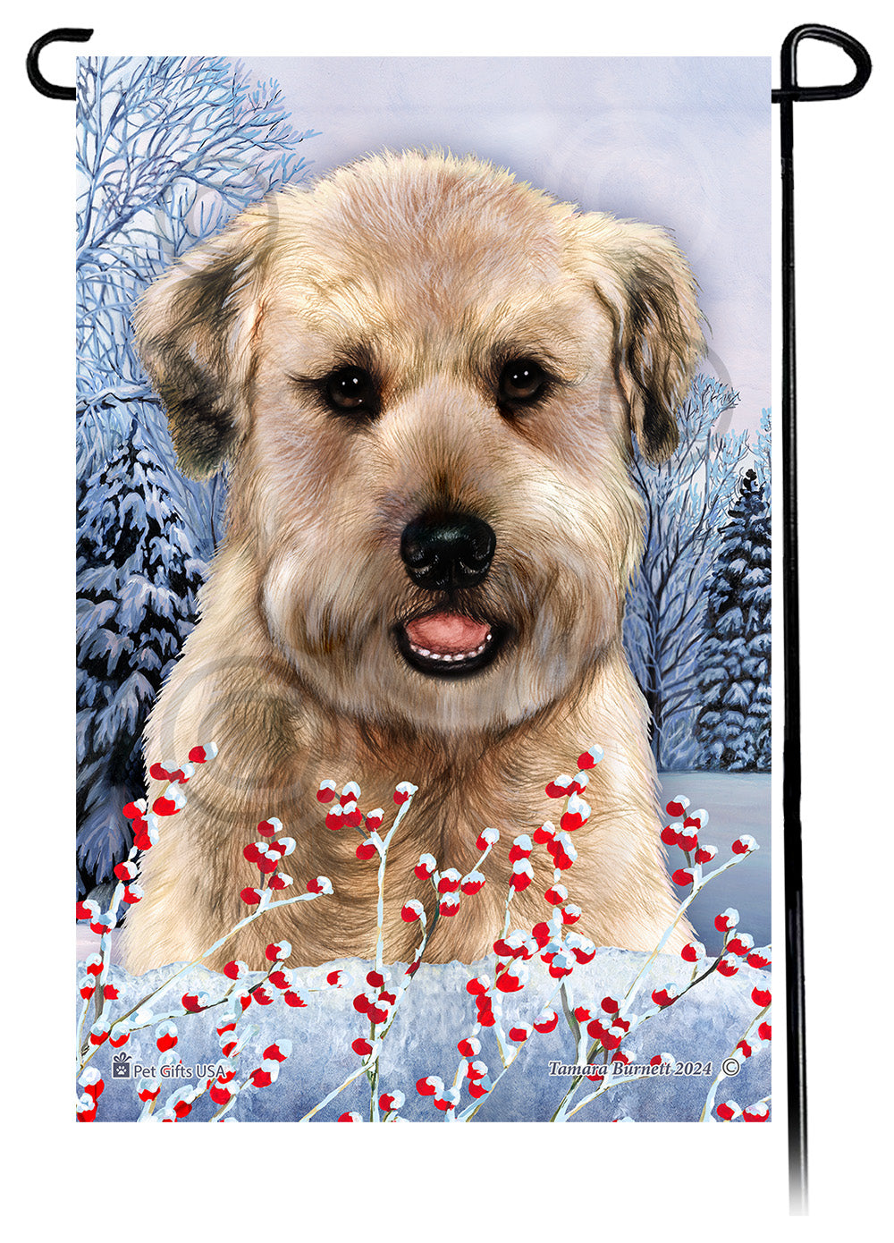 Soft Coated Wheaten Winterberries Garden Flags