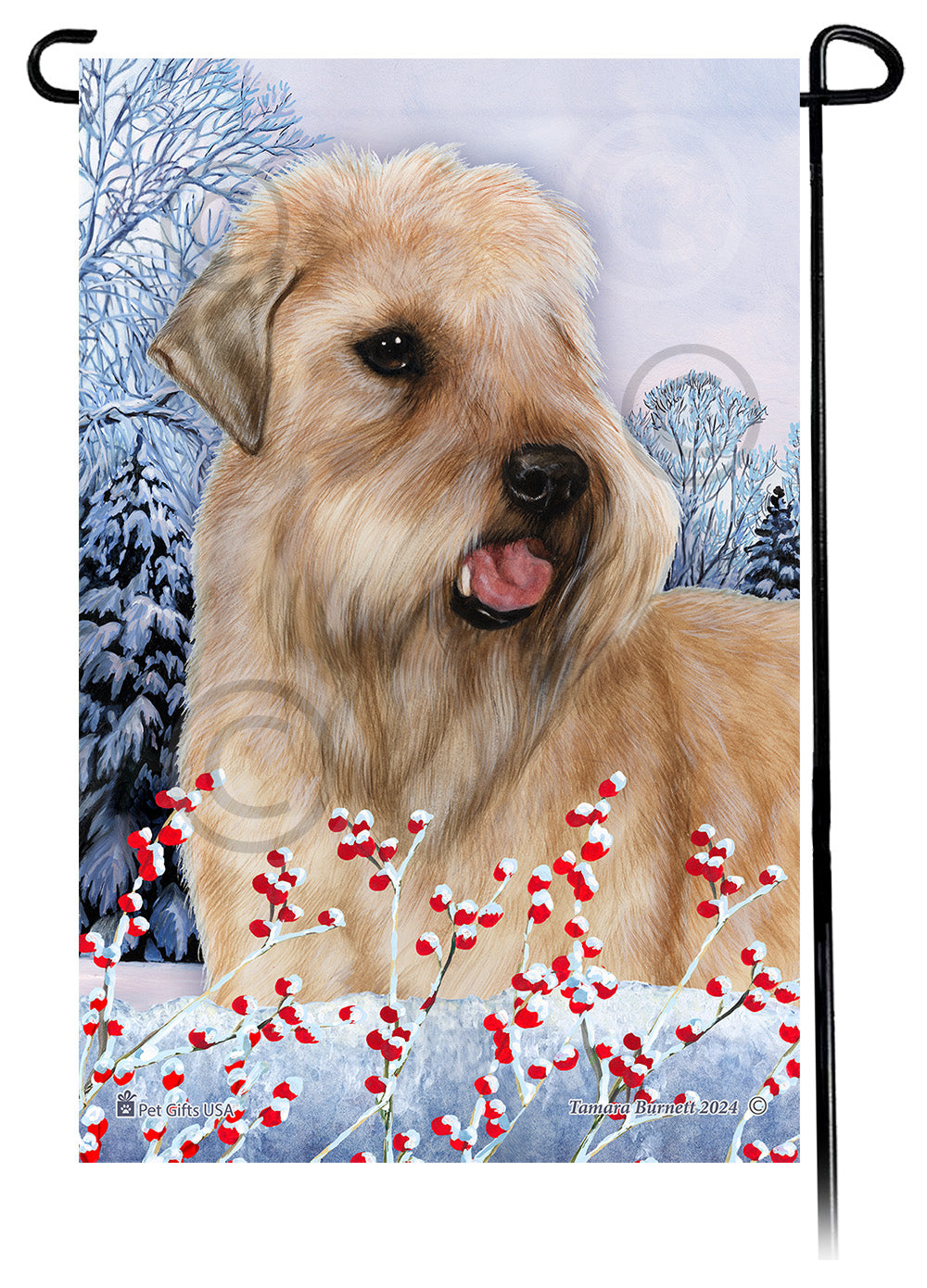 Soft Coated Wheaten Winterberries - Garden Flag