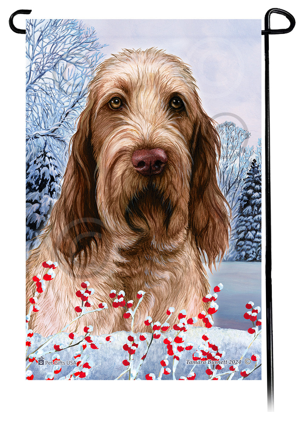Spinone Italiano Winterberries - Garden Flag