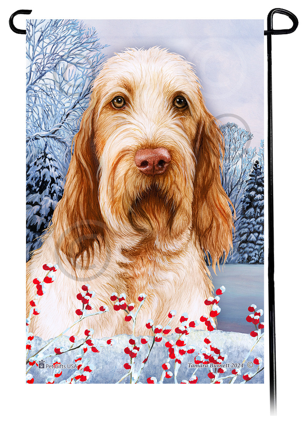 Spinone Italiano Winterberries - Garden Flag