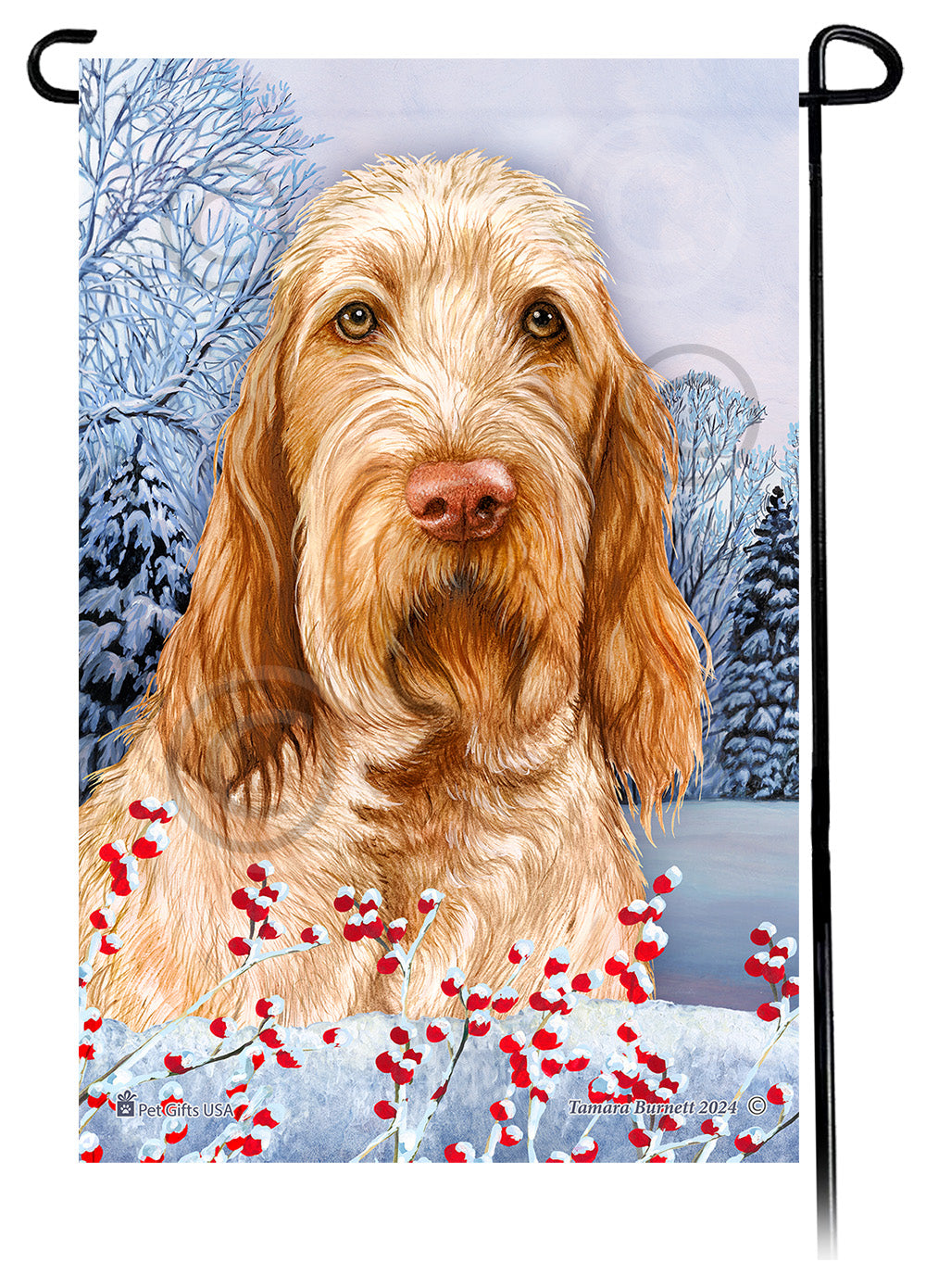 Spinone Italiano Winterberries - Garden Flag