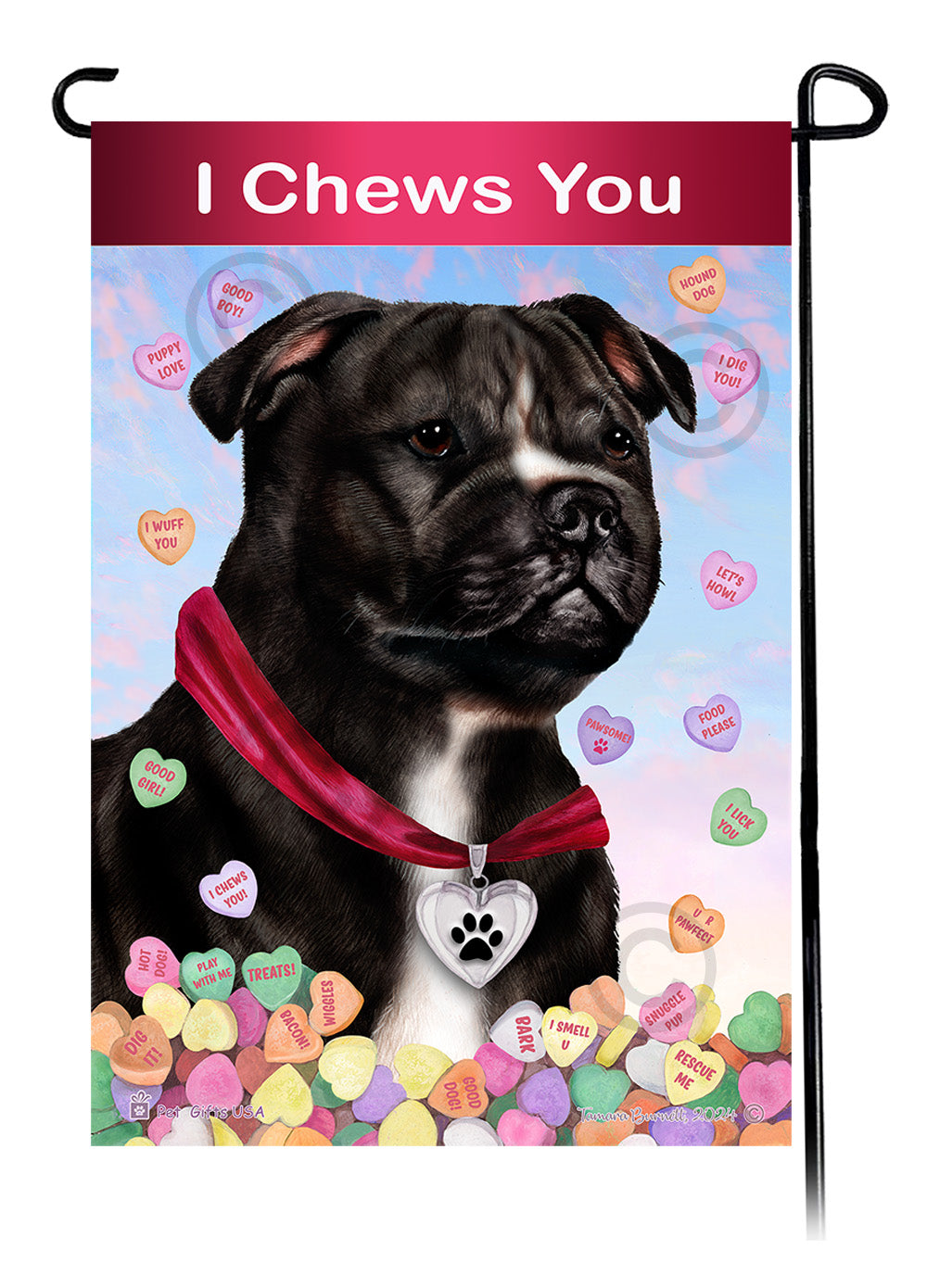 Staffordshire Bull Terrier Valentine Sweetheart Garden Flags