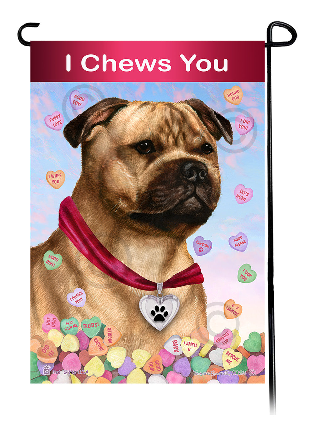 Staffordshire Bull Terrier Valentine Sweetheart - Garden Flag
