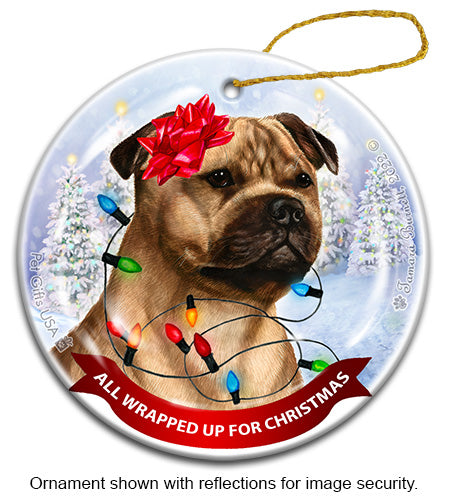 Staffordshire Bull Terrier All Wrapped Up Ornament