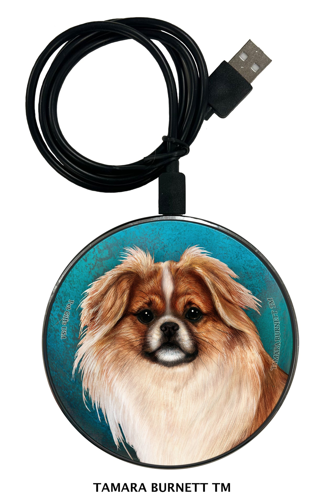 Tibetan Spaniel Fawn and White Zoomies Wireless Charger