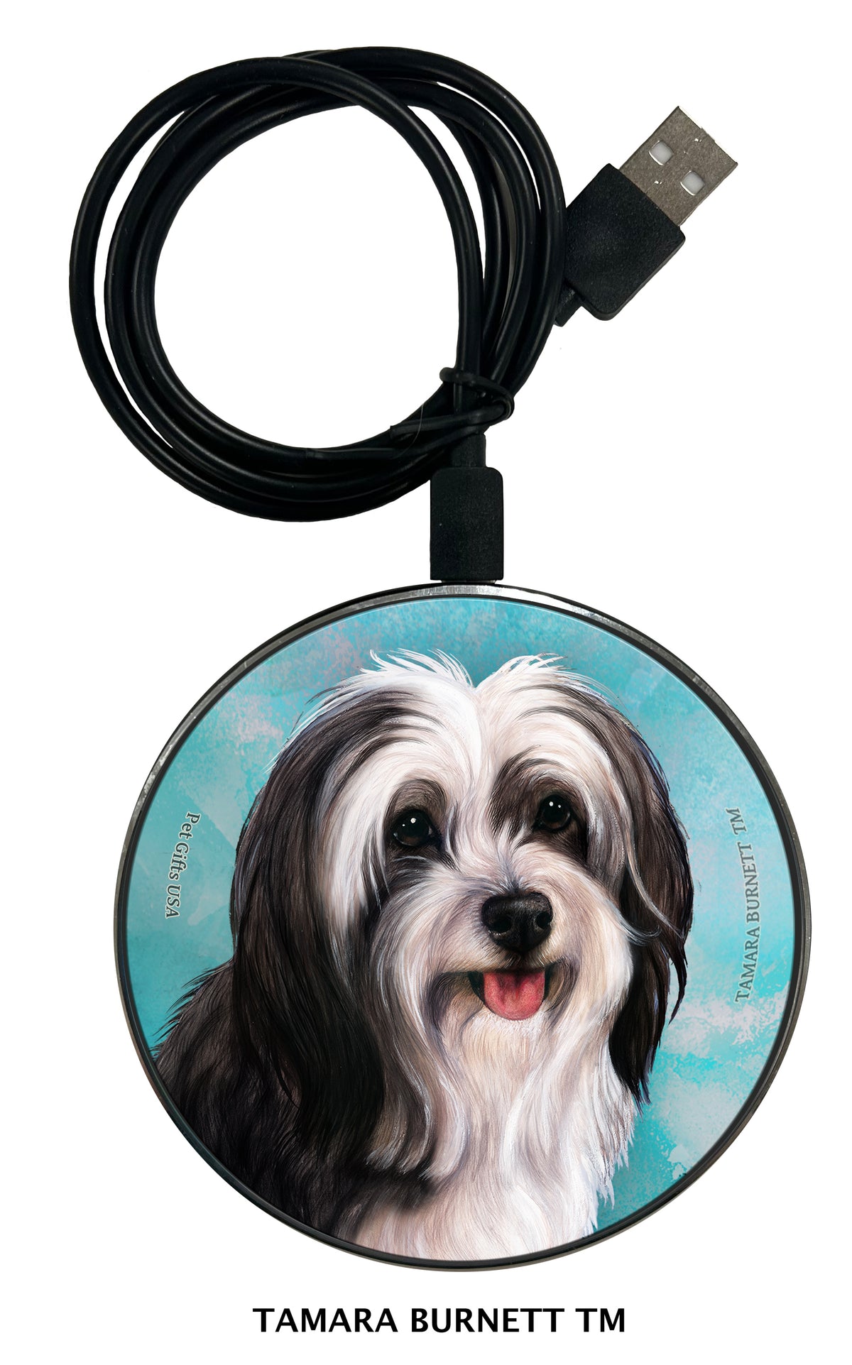 Tibetan Terrier Black and White Zoomies Wireless Charger