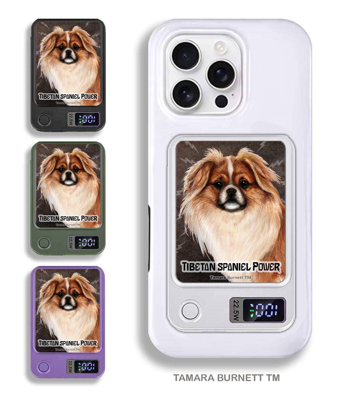 Tibetan Spaniel Fawn and White Phone Bank Wireless Charger