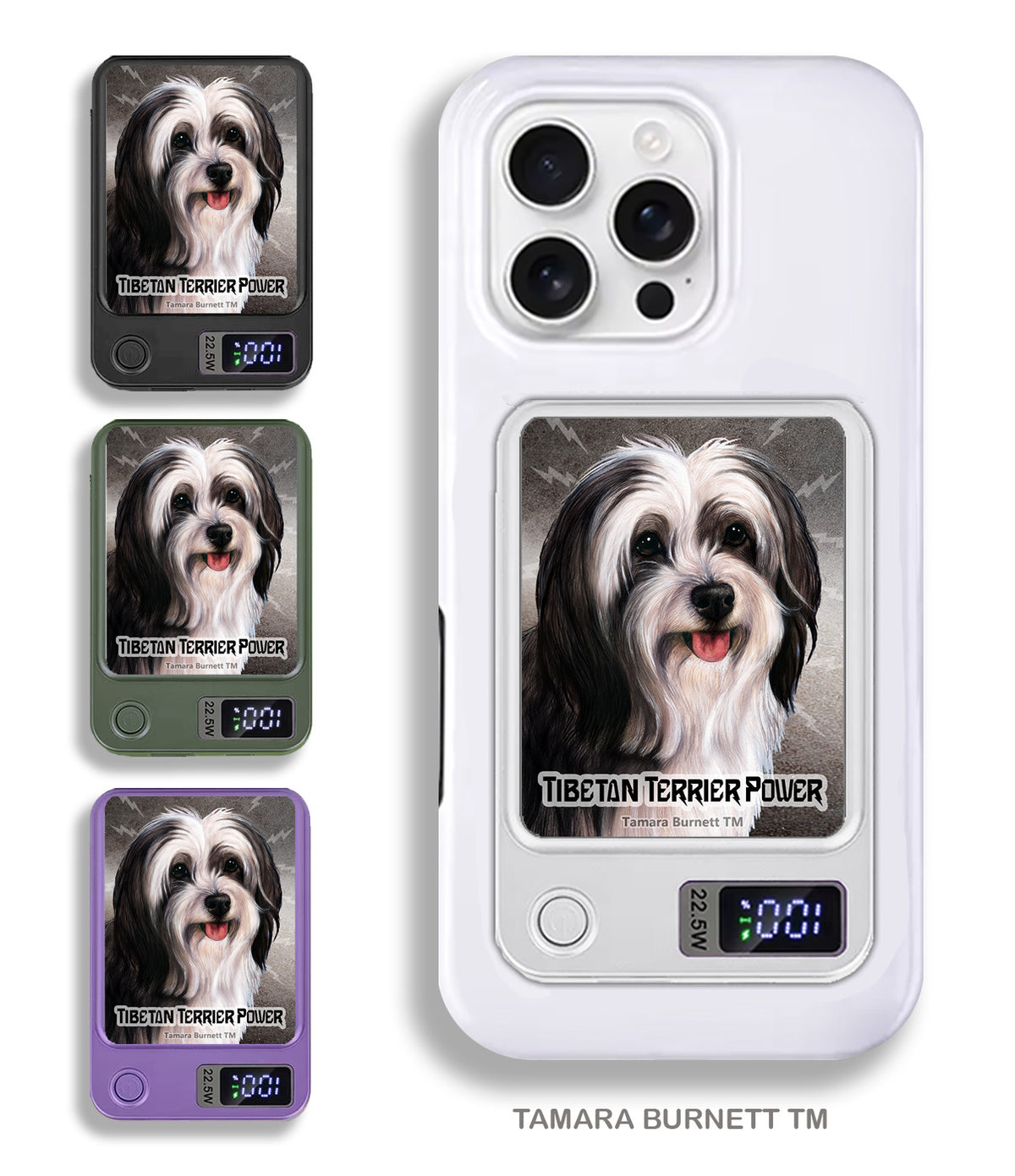 Tibetan Terrier Black and White Phone Bank Wireless Charger