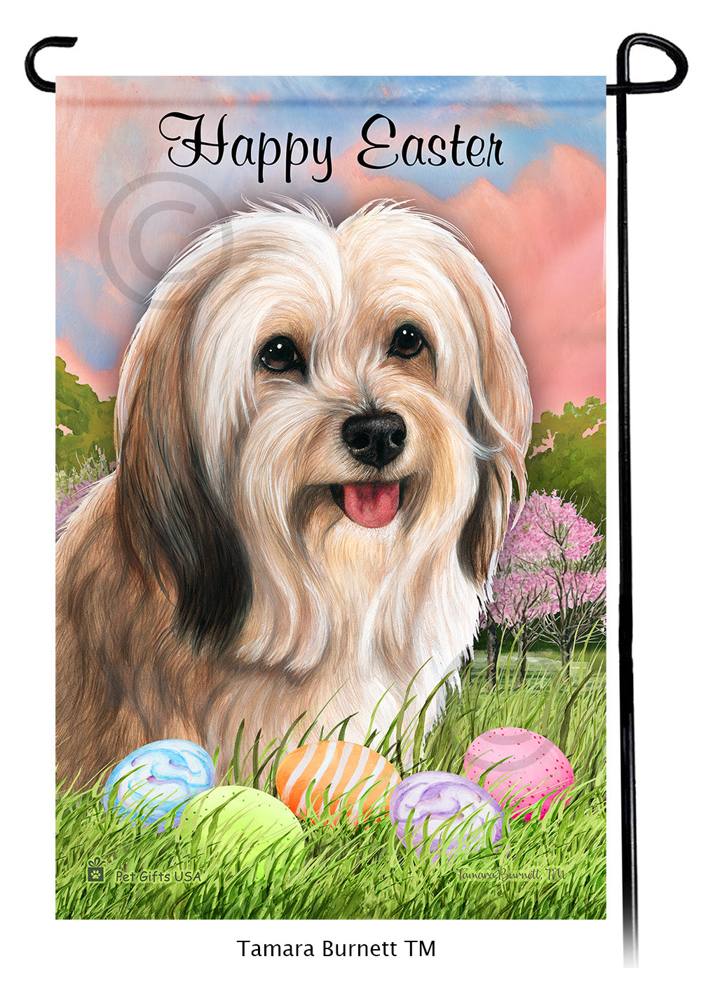 Tibetan Terrier Happy Easter - Garden Flag