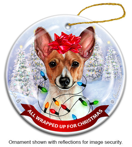 Toy Fox Terrier All Wrapped Up Ornament