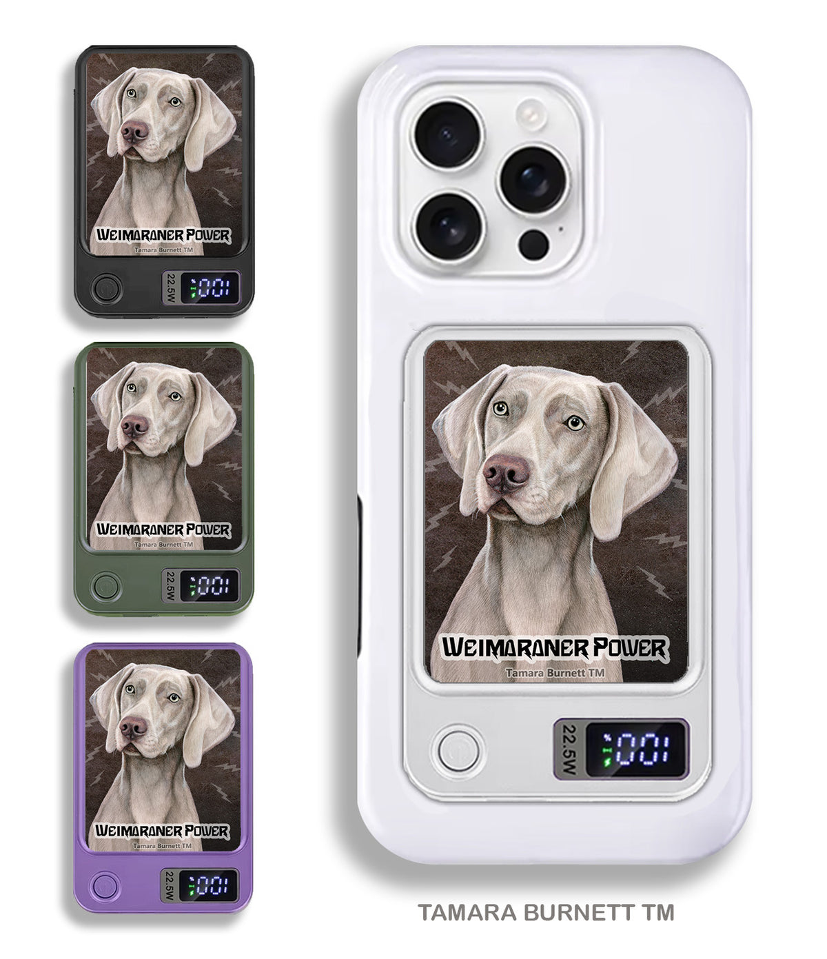 Weimaraner Light Grey Phone Bank Wireless Charger