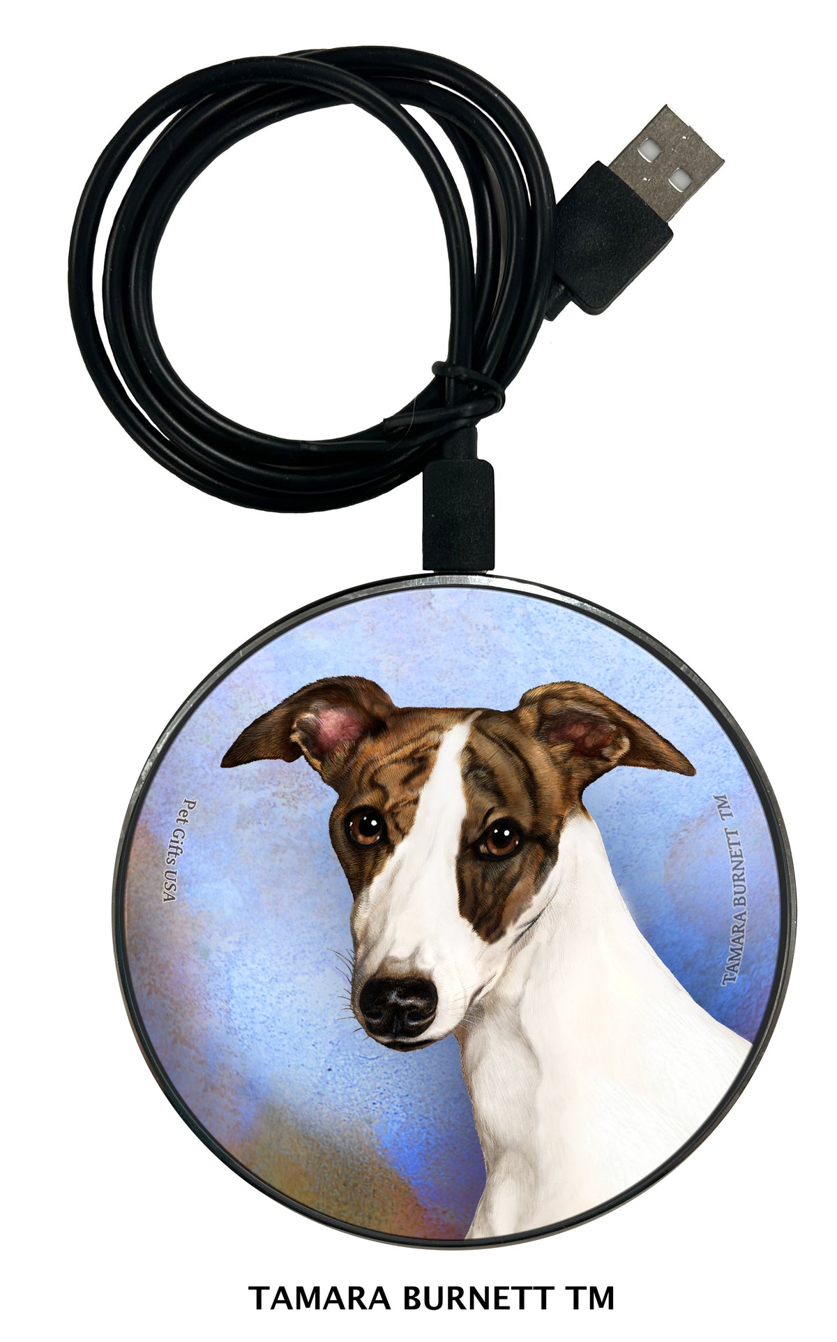 Whippet Dark Brindle and White Zoomies Wireless Charger