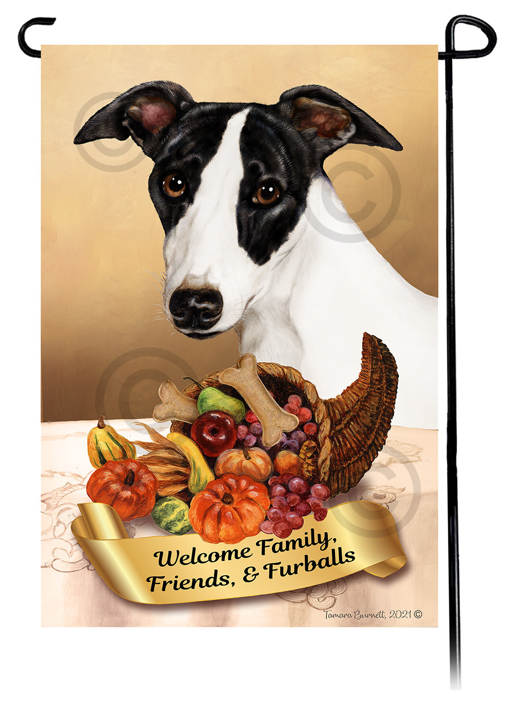 Whippet Thanksgiving Garden Flags