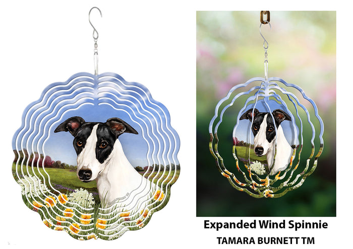 Whippet Black and White Wind Spinner
