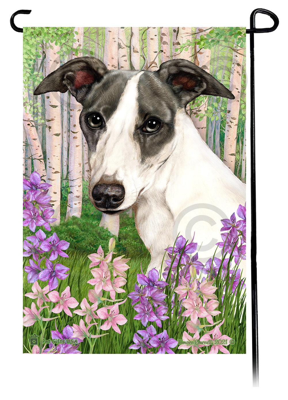 Whippet Spring Flowers - Garden Flag