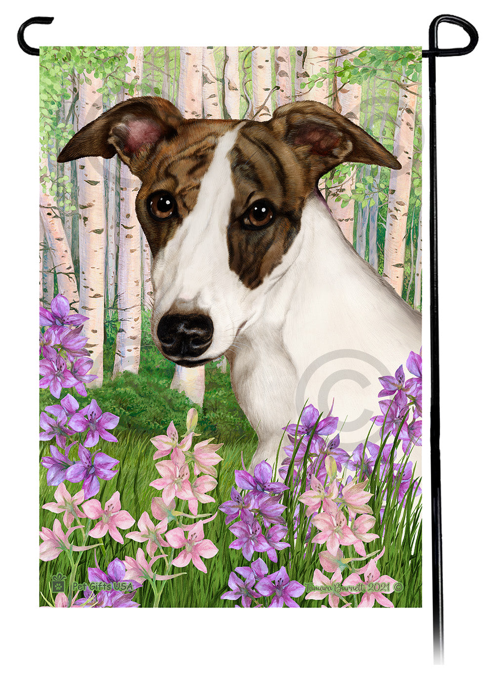 Whippet Spring Flowers - Garden Flag