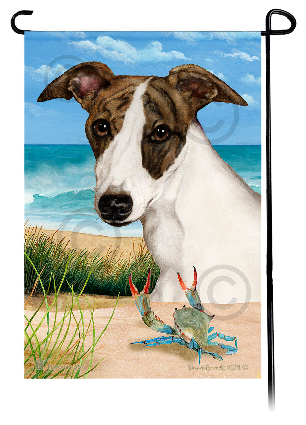 Whippet Summer Flowers Garden Flag