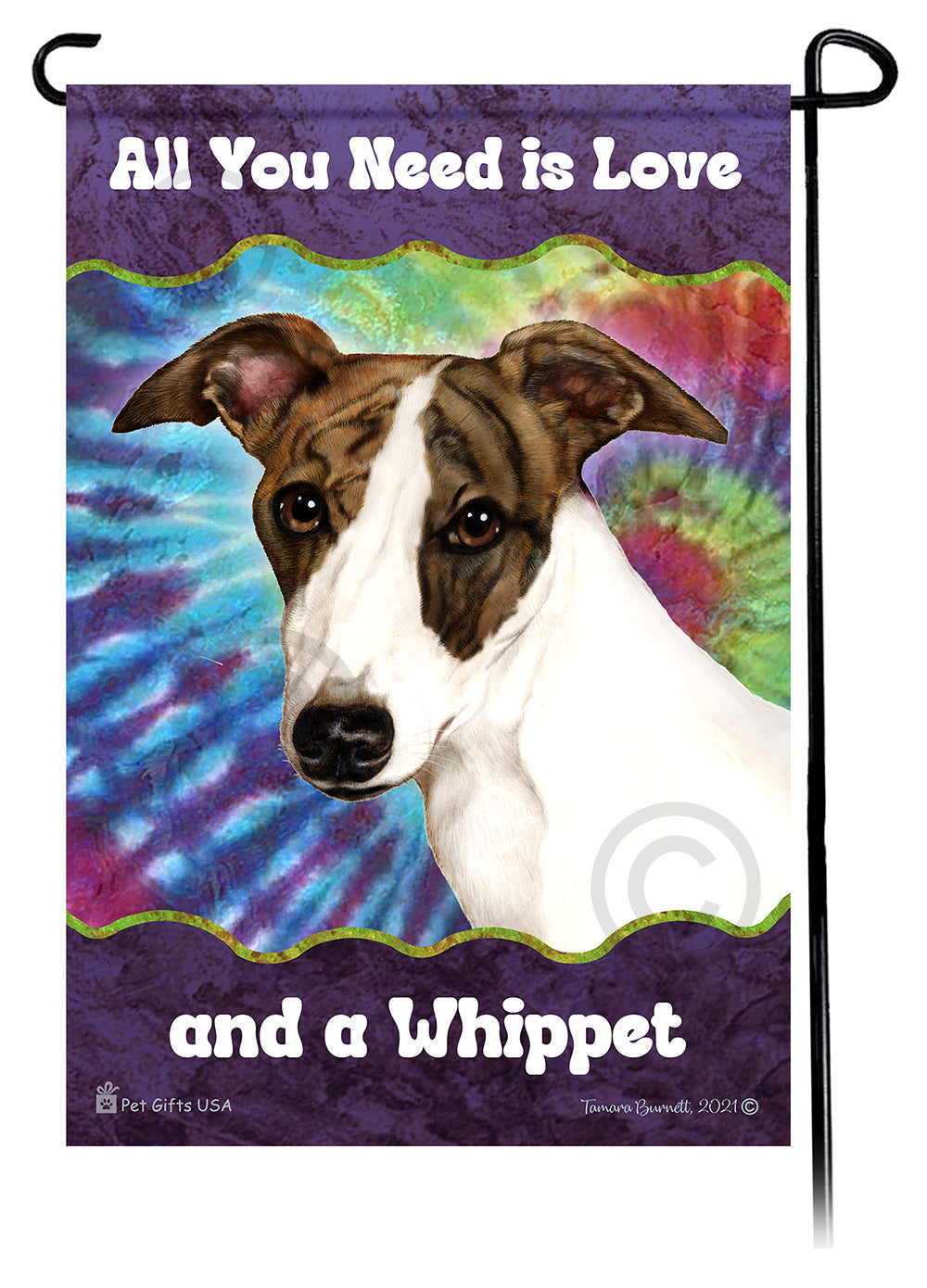 Whippet All You Need Is Love Garden Flag