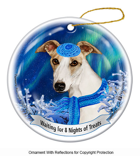 Whippet Tan and White Ornament