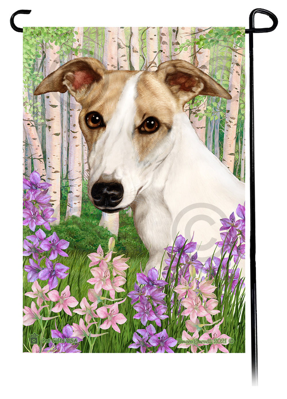 Whippet Spring Flowers - Garden Flag