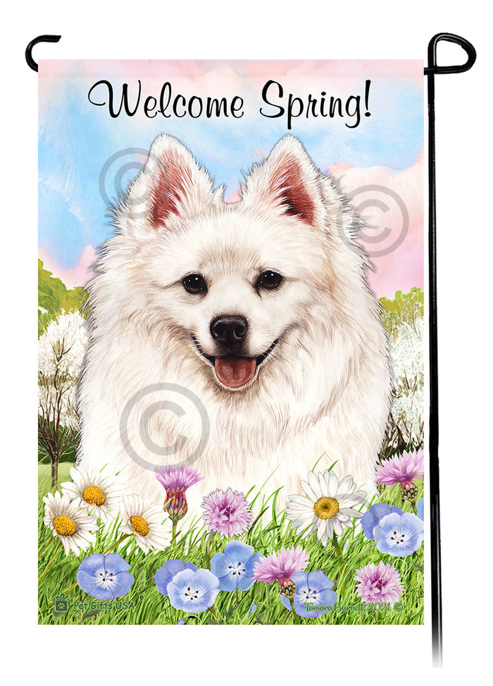 American Eskimo Welcome Spring Garden Flags