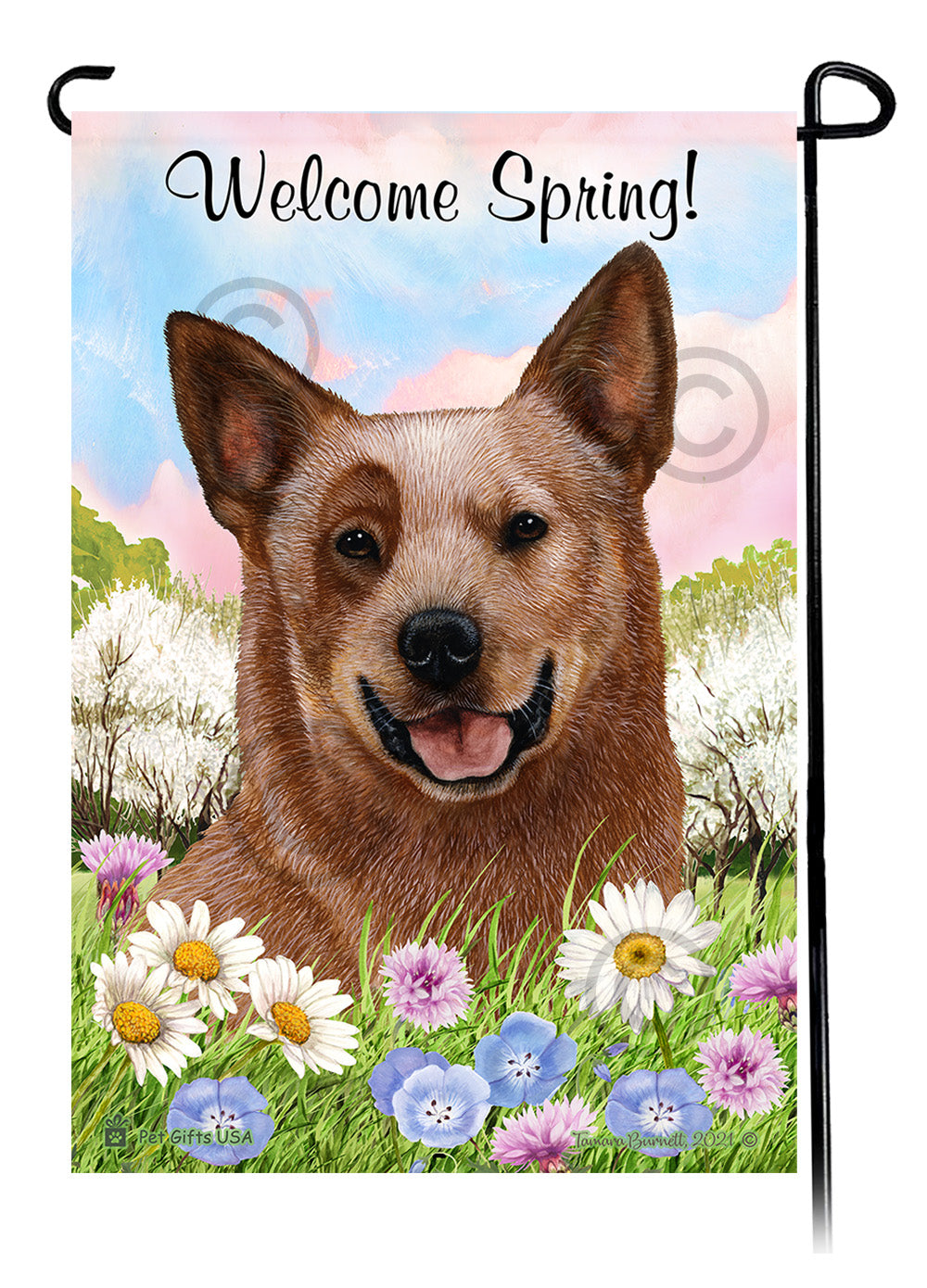 Australian Cattle Dog Welcome Spring - Garden Flag