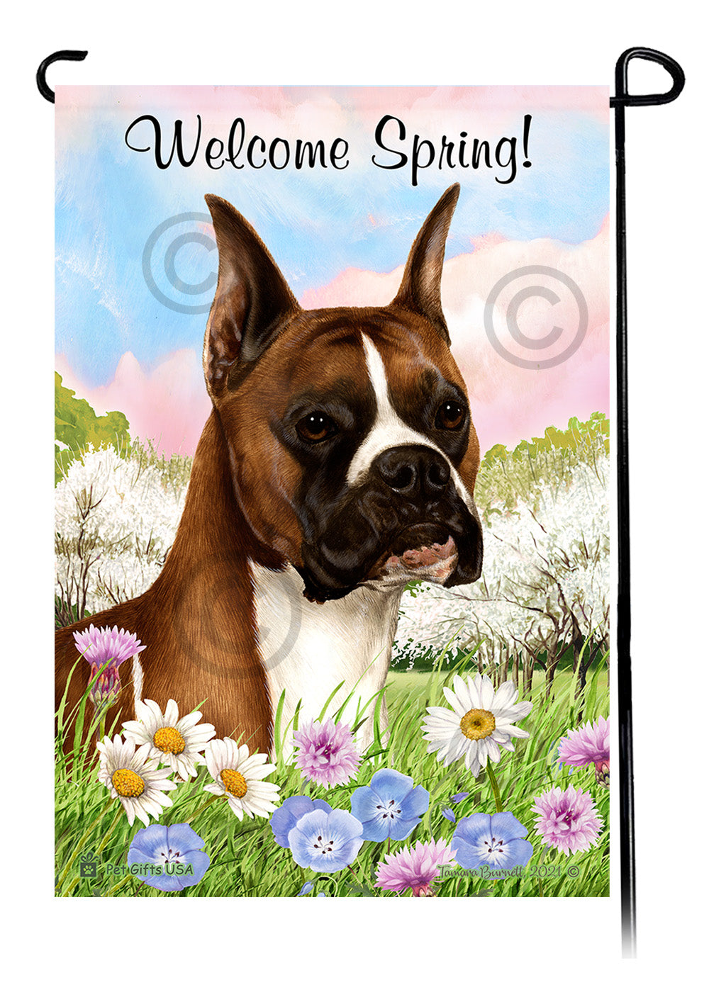 Boxer Welcome Spring - Garden Flag