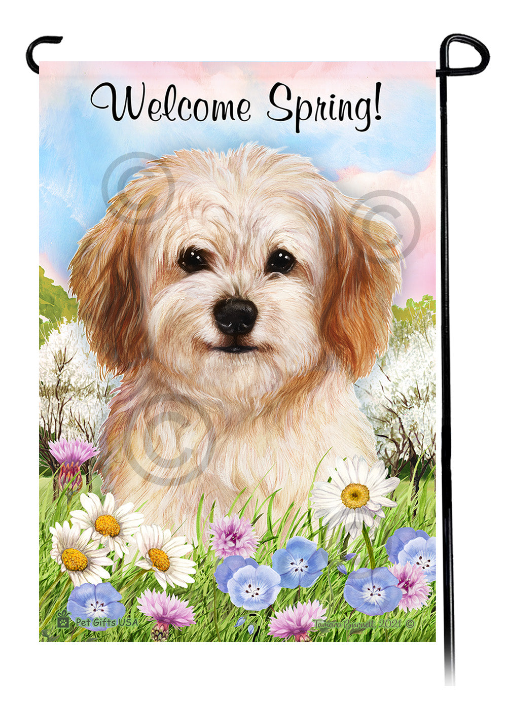 Cavachon Welcome Spring Garden Flags