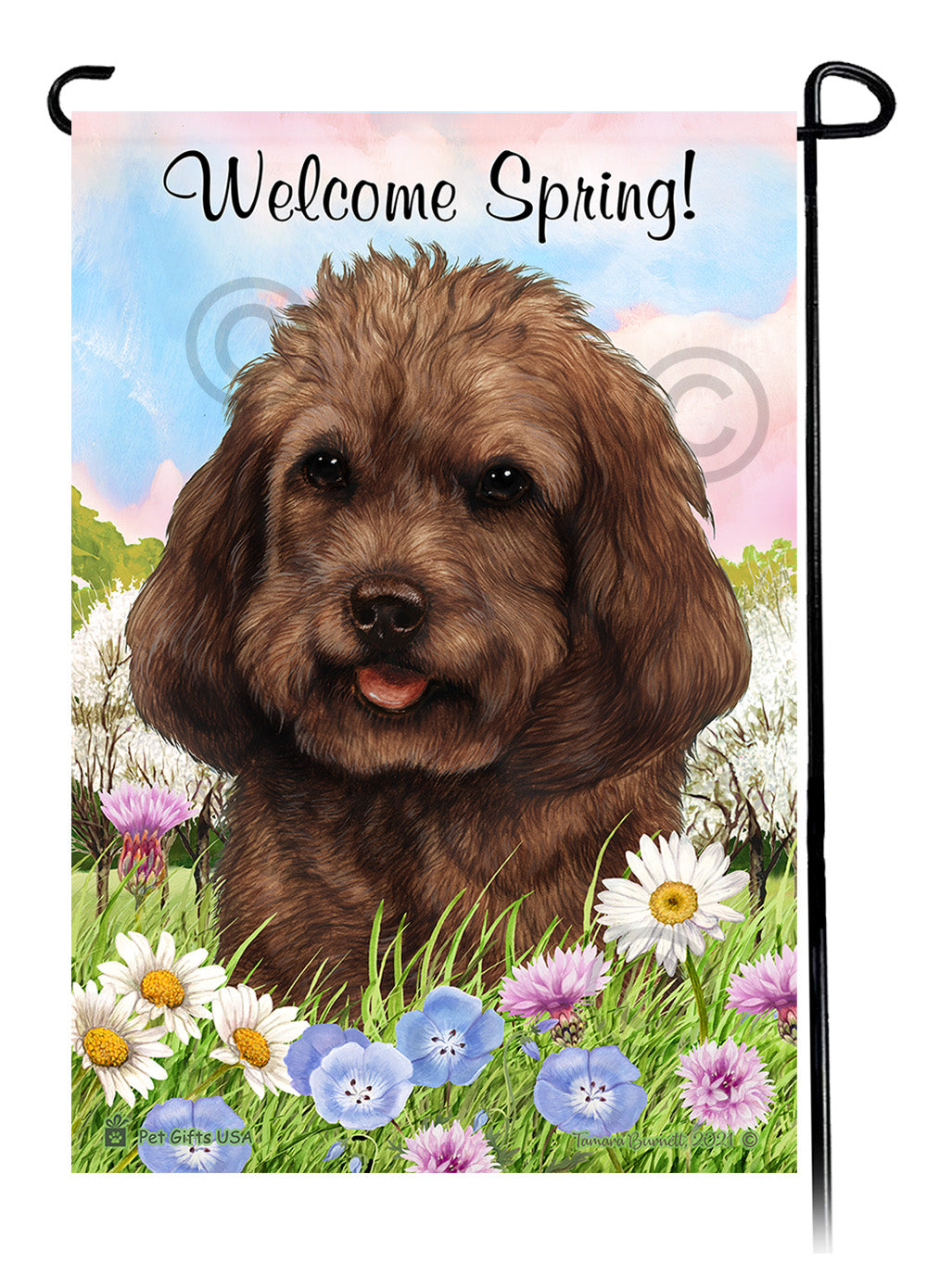Cockapoo Welcome Spring - Garden Flag