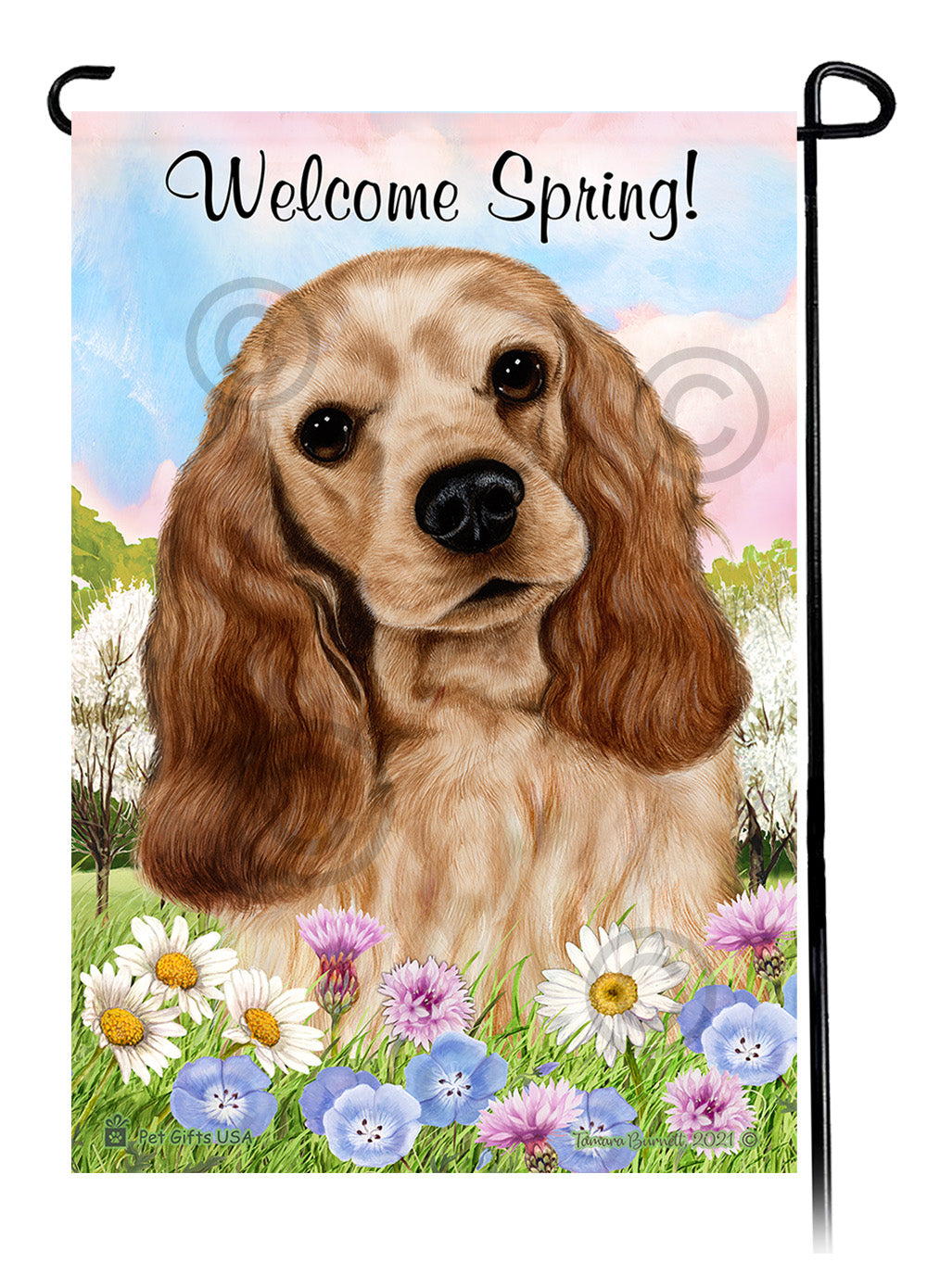 Cocker Spaniel Welcome Spring - Garden Flag