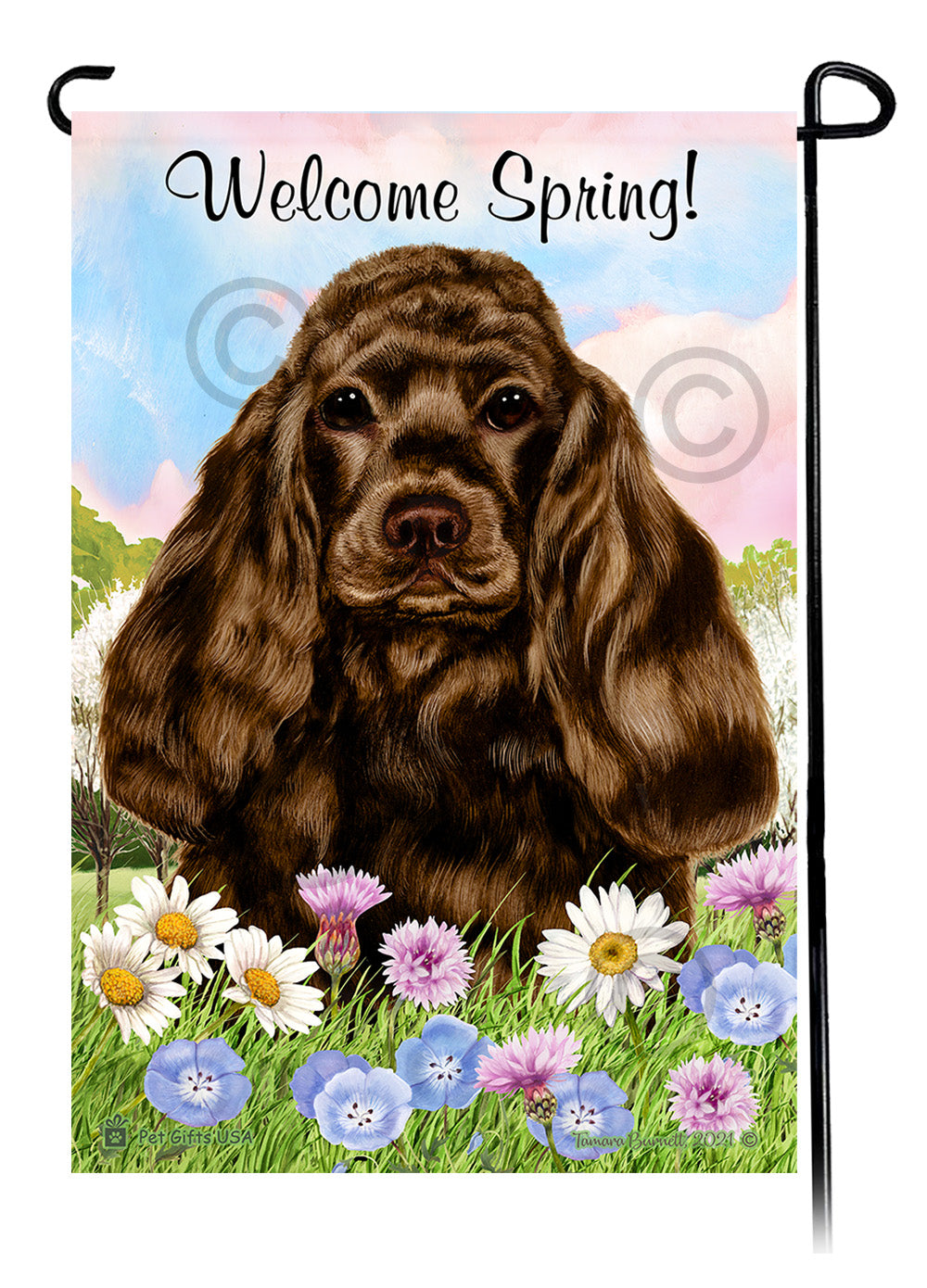 Cocker Spaniel Welcome Spring - Garden Flag