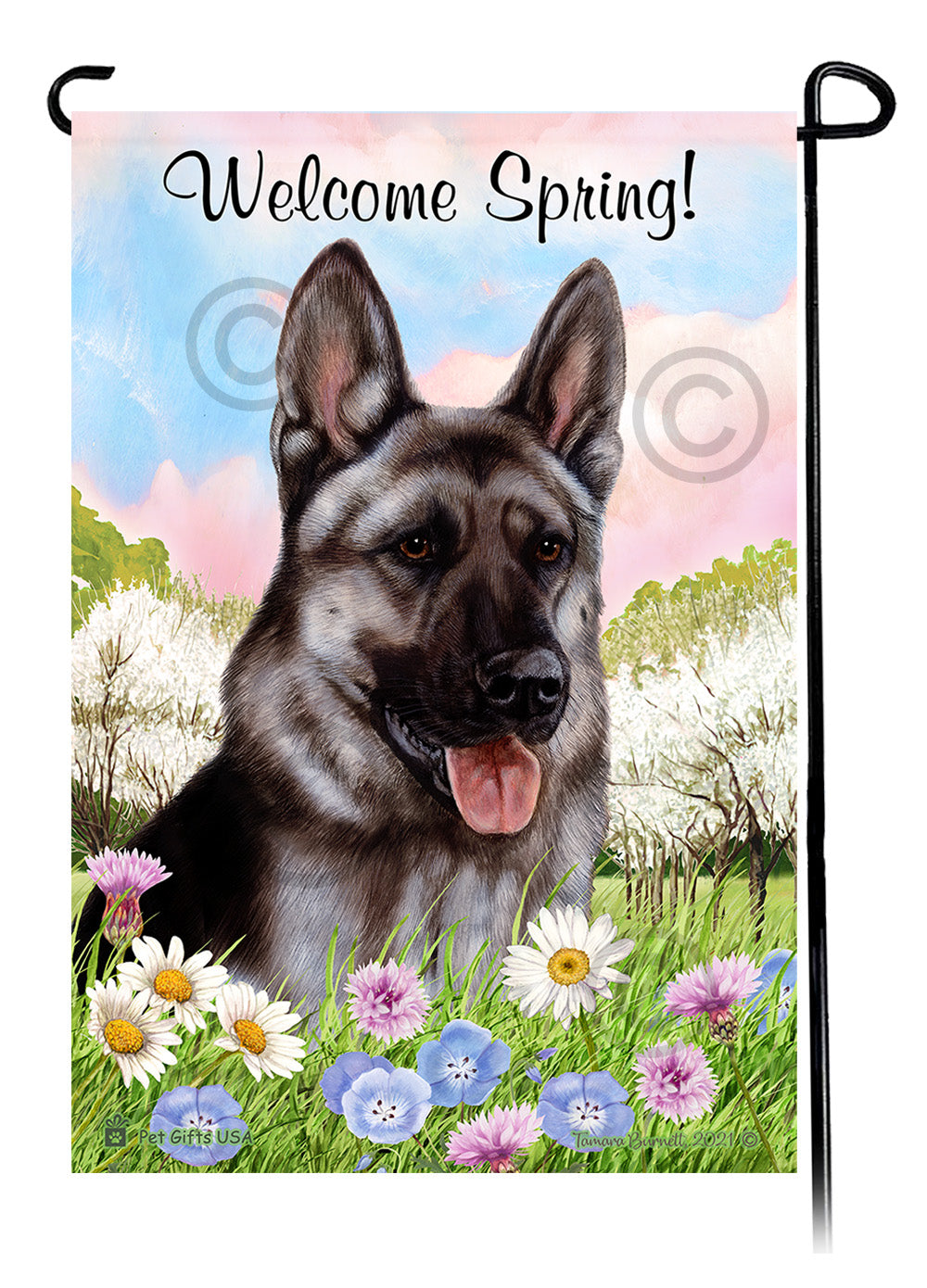 German Shepherd Welcome Spring - Garden Flag