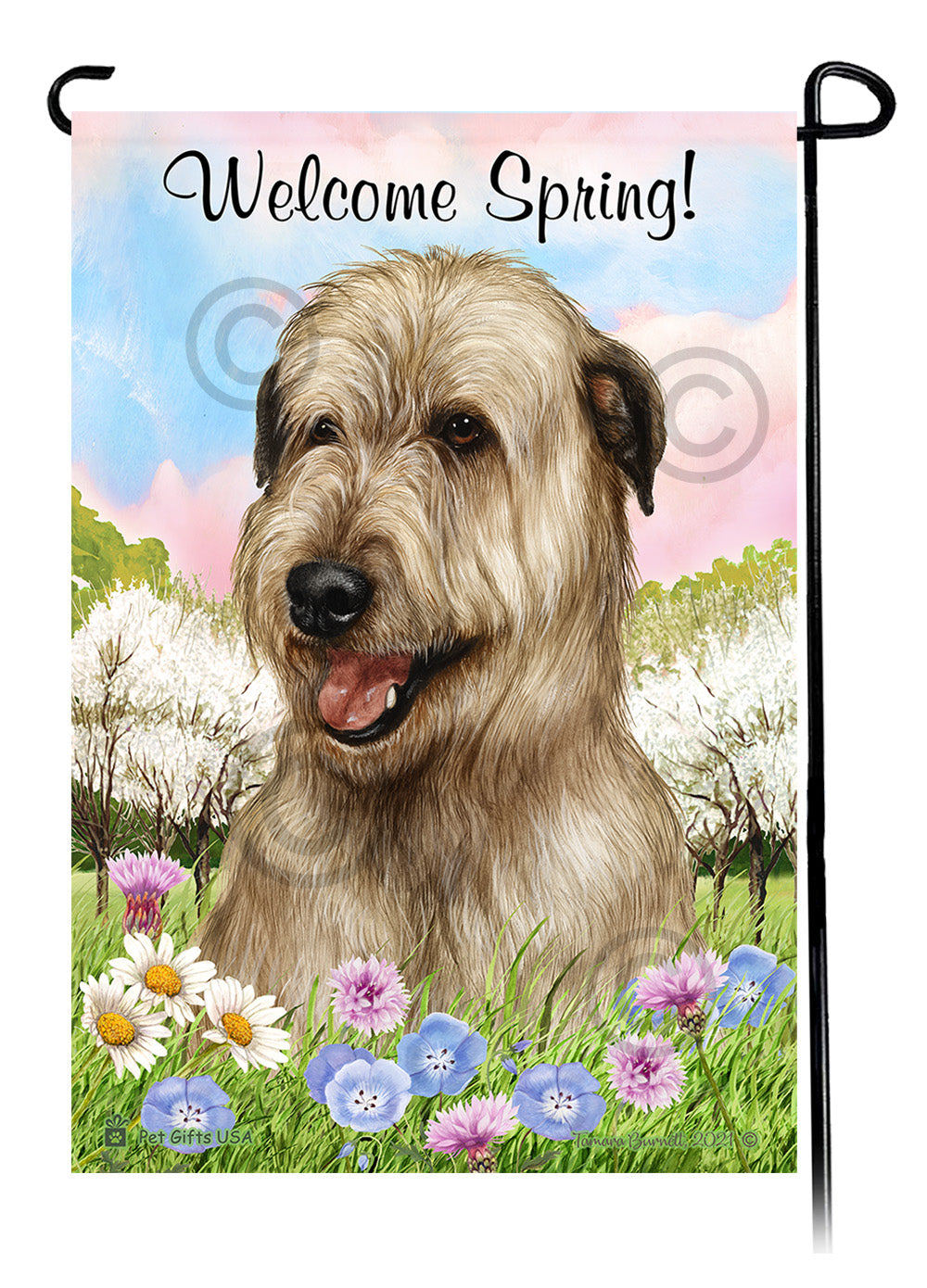 Irish Wolfhound Welcome Spring - Garden Flag