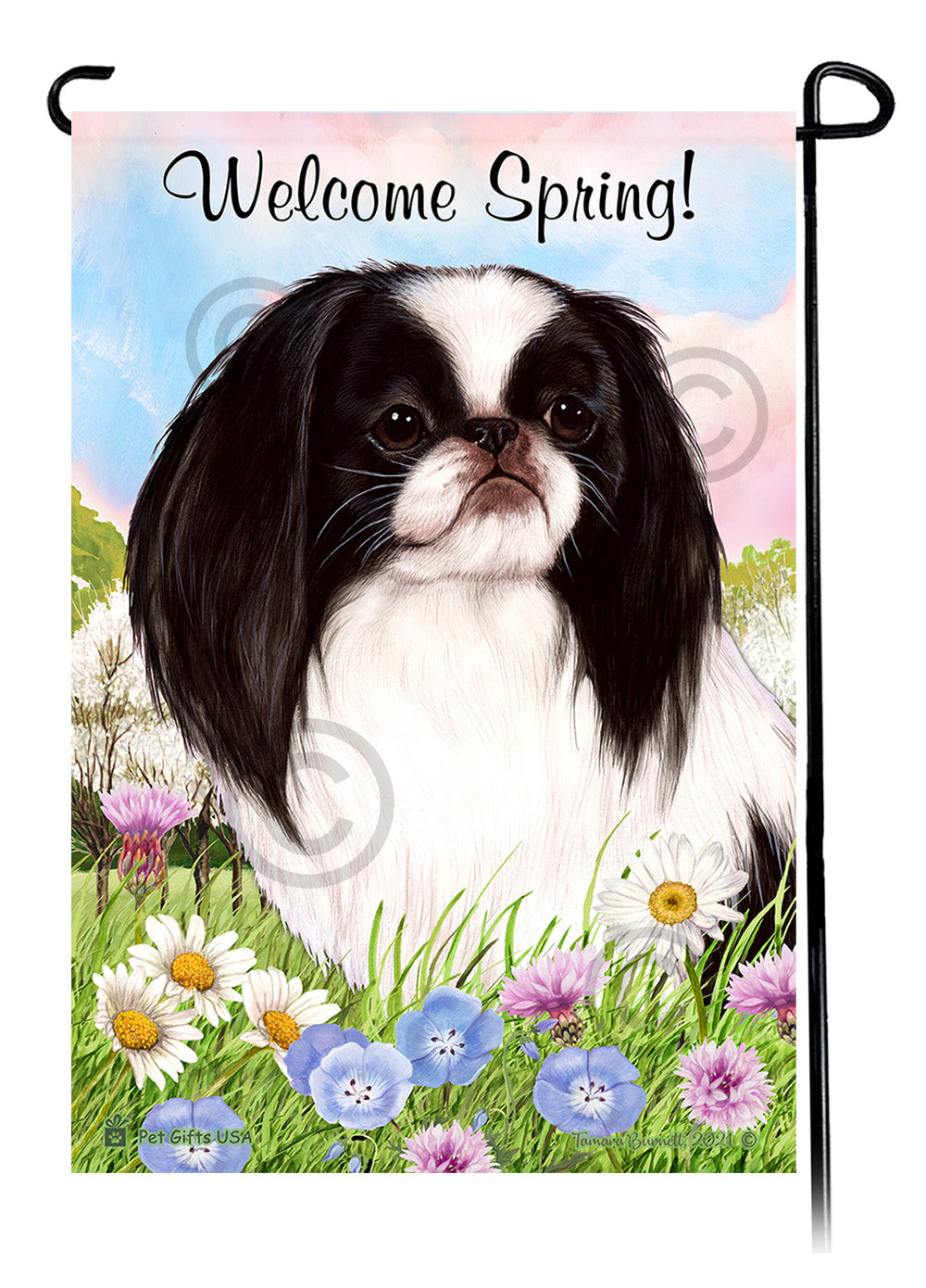 Japanese Chin Welcome Spring Garden Flags
