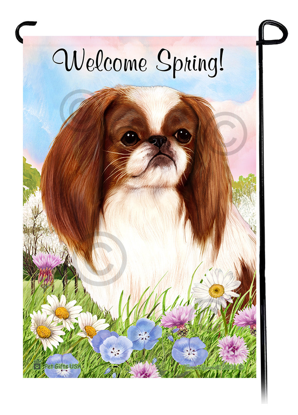 Japanese Chin Welcome Spring - Garden Flag