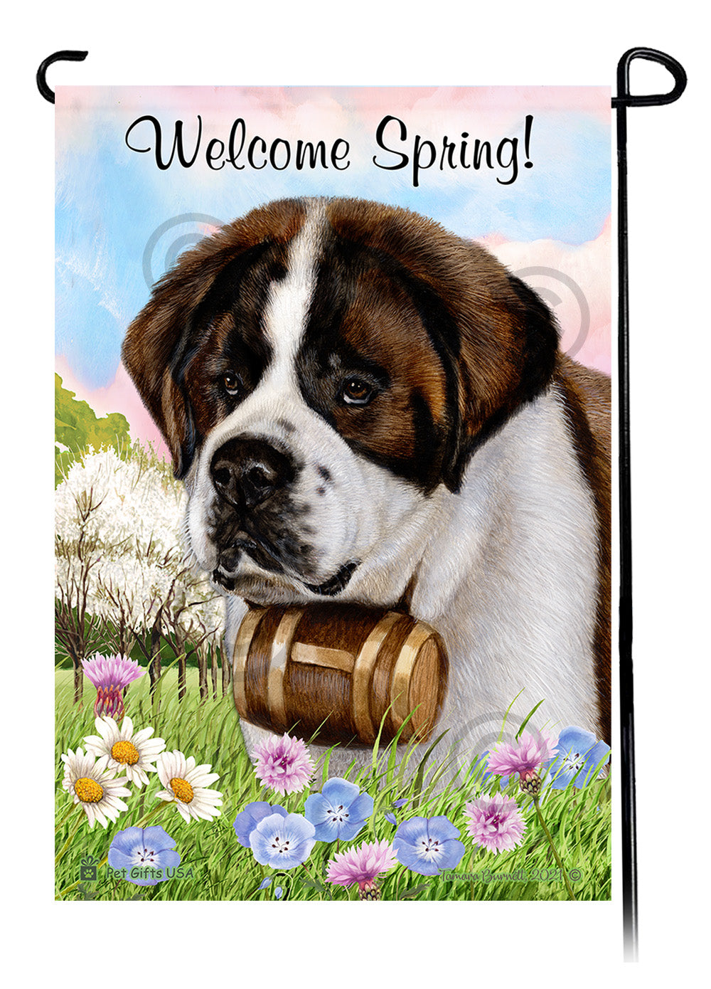 St Bernard Welcome Spring Garden Flags