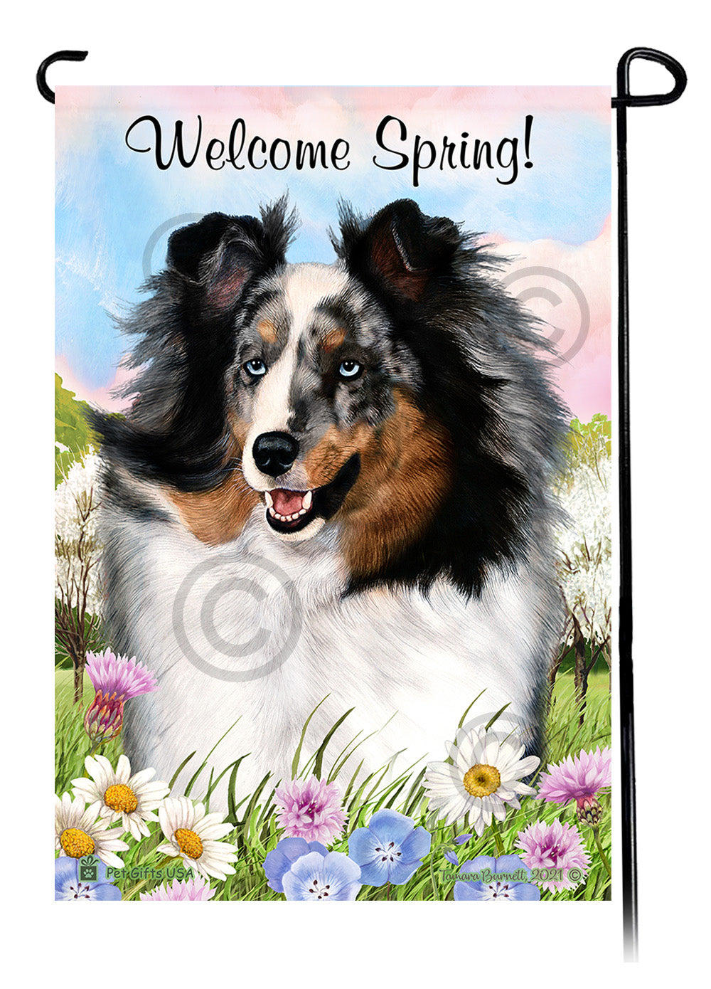 Shetland Sheepdog Welcome Spring - Garden Flag
