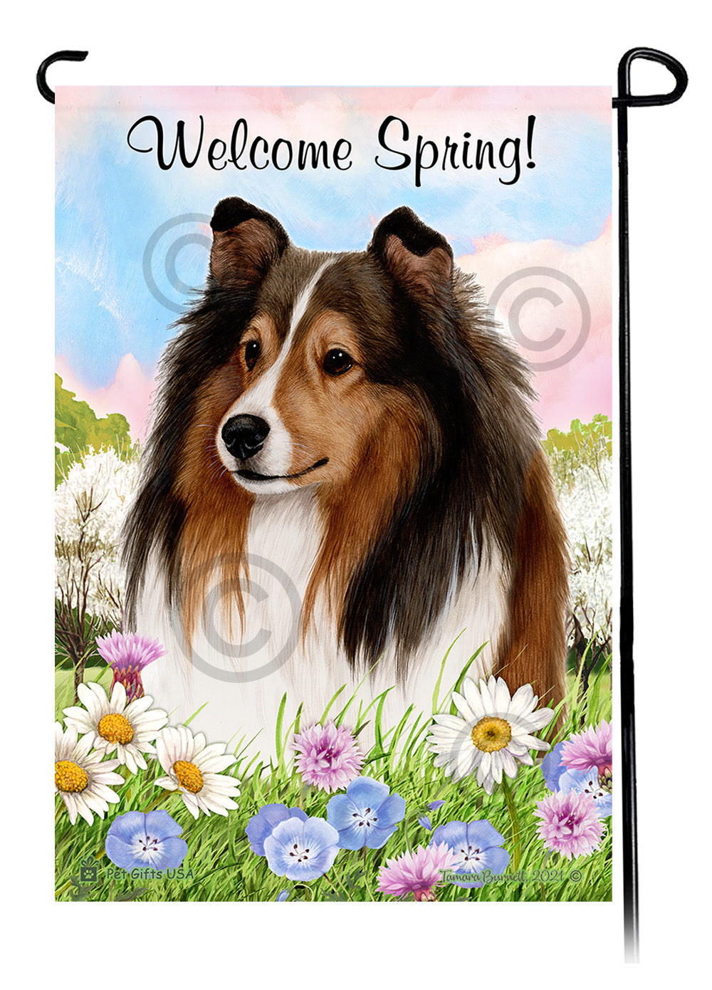 Shetland Sheepdog Welcome Spring - Garden Flag