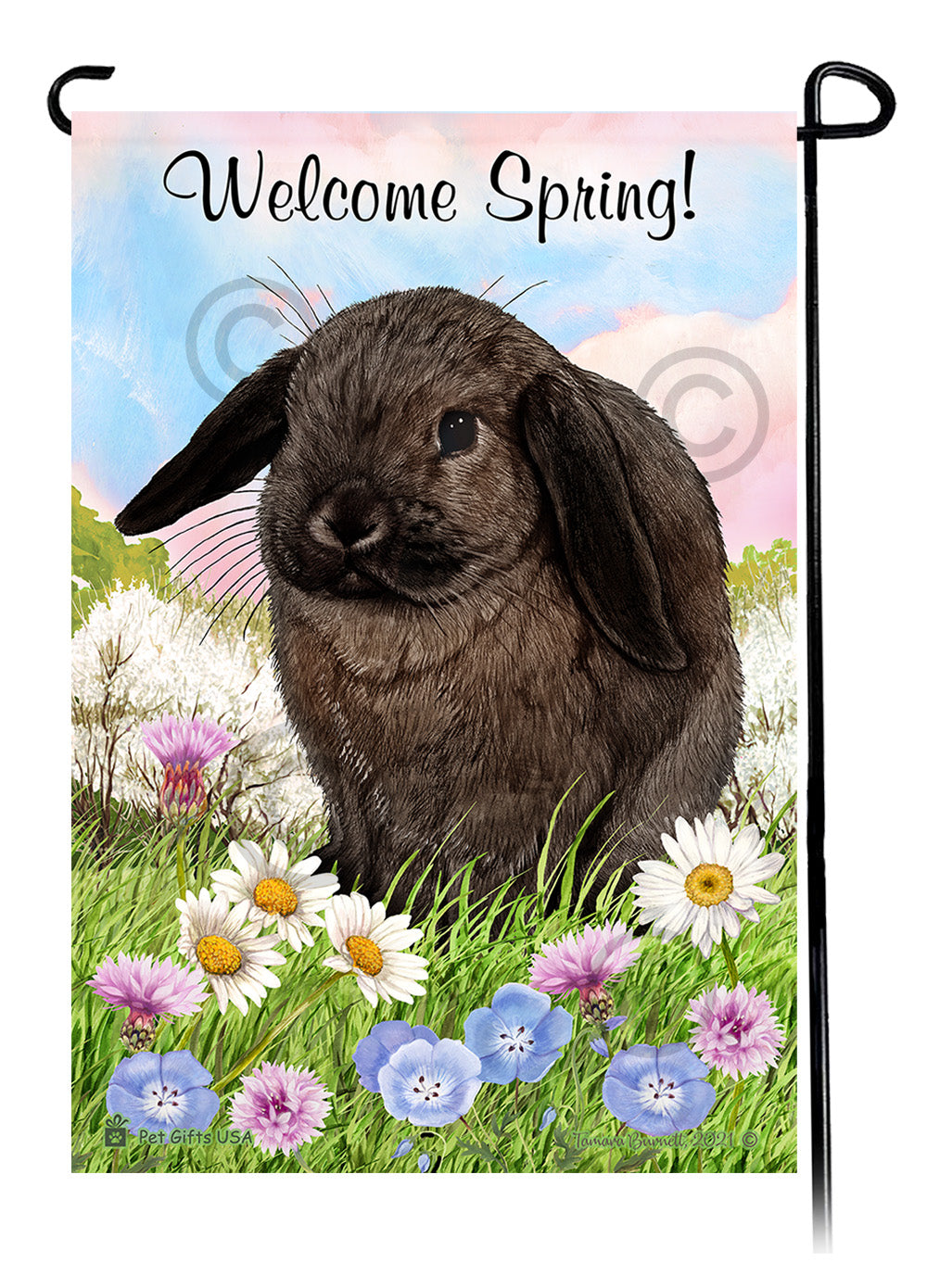 Mini Lop Rabbit Welcome Spring - Garden Flag